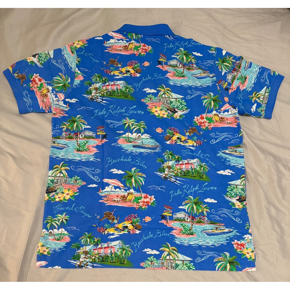 Polo Ralph Lauren Polo Shirt Mens XLT Blue Polo Bear Beachside Preppy Bliss - Picture 5 of 16